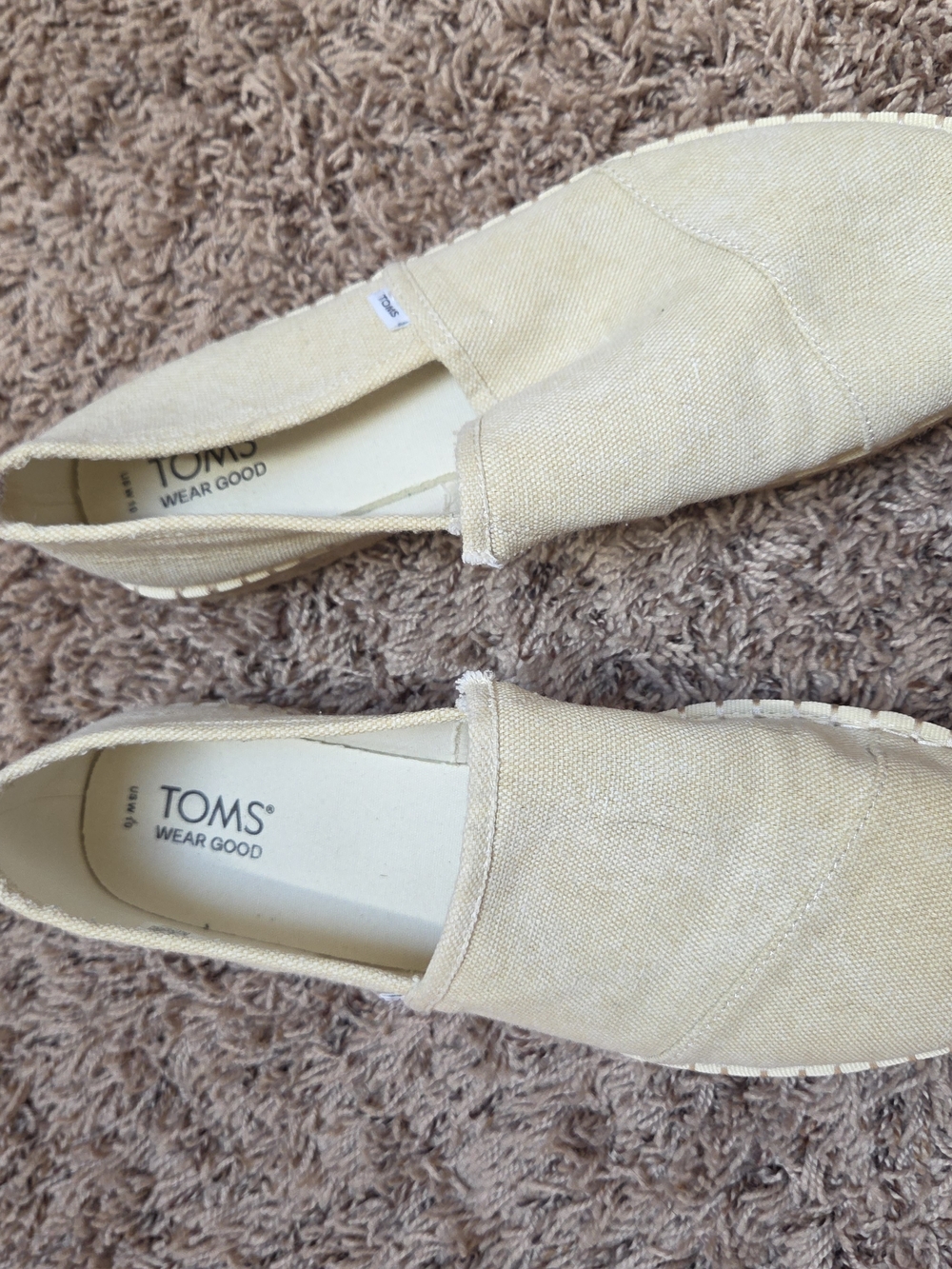 Toms Women's Slip-On Espadrille Flats in Light Beige Canvas